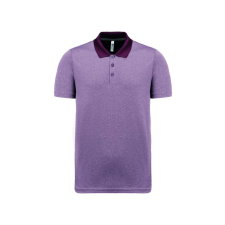 PROACT PA496 unisex rövid ujjú marl galléros sprtpóló Proact, Burgundy Heather-3XL férfi póló