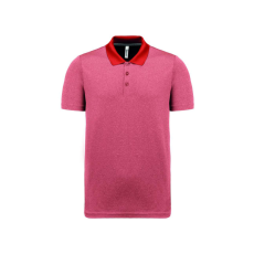 PROACT PA496 unisex rövid ujjú marl galléros sprtpóló Proact, Coral Heather-4XL
