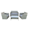  PROCART Kerti bútor garnitúra, 2 fotel, asztal, kanapé, szürke rattan, párnákkal RTS015
