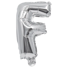 Procos Betű formájú fólia lufi ezüst színben – F betű 32cm party kellék