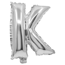 Procos Betű formájú fólia lufi ezüst színben – K betű 32cm party kellék