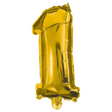 Procos Számos fólia lufi arany színben – 1-es szám 86cm party kellék