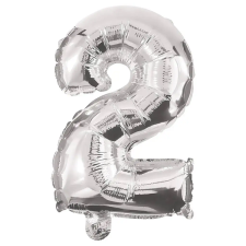 Procos Számos fólia lufi ezüst színben – 2-es szám 86cm party kellék