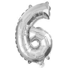 Procos Számos fólia lufi ezüst színben – 6-os szám 32cm party kellék