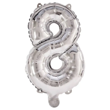 Procos Számos fólia lufi ezüst színben – 8-as szám 86cm party kellék