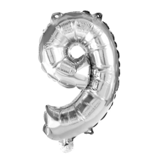 Procos Számos fólia lufi ezüst színben – 9-es szám 32cm party kellék