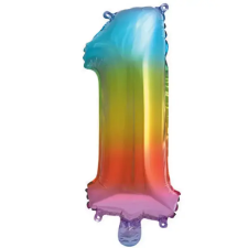 Procos Számos fólia lufi metál szivárvány színben – 1-es szám 34cm party kellék