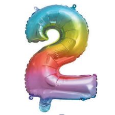 Procos Számos fólia lufi metál szivárvány színben – 2-es szám 34cm party kellék