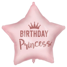 Procos Szülinapi fólia lufi – „Birthday Princess” felirattal, csillag alakú, rózsaszín 46cm party kellék