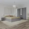 PRODA Malmo V10 hálószoba szett 140 x 200 cm-es ággyal, Fehér tölgy / Antracit