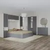 PRODA Malmo V12 hálószoba szett 140 x 200 cm-es ággyal, Fehér tölgy / Antracit