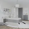 PRODA Malmo V19 hálószoba szett 90 x 200 cm-es ággyal, Fehér tölgy / Antracit