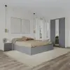 PRODA Malmo V3 hálószoba szett 160 x 200 cm-es ággyal, Fehér tölgy / Antracit