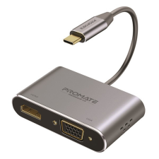 Promate Átalakító - MEDIALINK C2 (USB-C adapter, 1x4K HDMI, 1xVGA, szürke) kábel és adapter