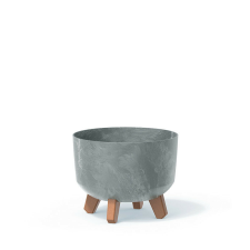 PROSPERPLAST Gracia Beton Hatású Virágtartó Lábakon Szürke 24 cm, 5db-os csomag kerti tárolás