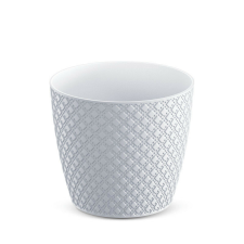 PROSPERPLAST Orient Kerámia Virágcserép Rácsmintás Fehér 12,8 cm, 10db-os csomag kerti tárolás