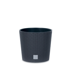 PROSPERPLAST Rato Round Műanyag Kaspó Antracit Rattan Hatású 25 cm, 5db-os csomag kerti tárolás