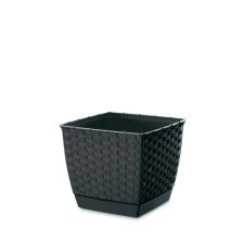 PROSPERPLAST Ratolla Square Antracit Rattan Hatású Négyzetes Virágtartó, 10db-os csomag kerti tárolás