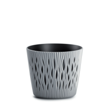 PROSPERPLAST Sandy Round Hullám Mintás Virágtartó Kőszürke 19 cm, 10db-os csomag kerti tárolás