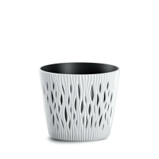 PROSPERPLAST Sandy Round Texturált Kaspó Fehér 12,8 cm, 10db-os csomag kerti tárolás
