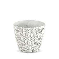 PROSPERPLAST Splofy ECO Wood Kötött Mintás Virágcserép Fehér 26 cm, 5db-os csomag kerti tárolás