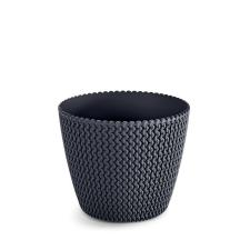PROSPERPLAST Splofy Kötött Mintázatú Virágcserép Antracit 12,8 cm, 5db-os csomag kerti tárolás