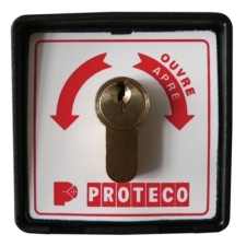 Proteco RS015 Kulcsos kapcsoló, műanyag ház, kétállású, rugós (impulzusos), egy záró érintkező, a kulcs nélkül nem lehet szétszedni biztonságtechnikai eszköz