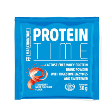  Protein Time Laktázenzimmel Dúsított fehérje fehér csokoládé - eper íz  30 g - Marathontime vitamin és táplálékkiegészítő