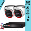 Provision 2 dome kamerás analóg megfigyelőrendszer 2MP színes éjjellátó biztonsági kamera 20m fehérfény