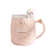 Pufo Beautiful Stars csésze kerámia fedéllel és teáskanállal, 450 ml, rózsaszín
