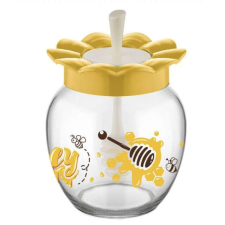 Pufo Honey üvegedény fedővel és kanál mézgyűjtéshez, 370 ml papírárú, csomagoló és tárolóeszköz