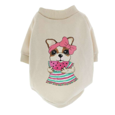  Pufo Pinky lány kapucnis pulóver kutyáknak vagy macskáknak, bézs, XL kutyaruha