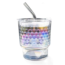 Pufo Rainbow Bubble üveg utazóbögre kávéhoz vagy teához, 350 ml, átlátszó bögrék, csészék