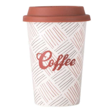 Pufo Stripes kerámia utazókávés bögre szilikon fedéllel, 415 ml bögrék, csészék