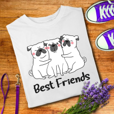 Pugi Kutyás Női Póló - Best Friends ajándéktárgy