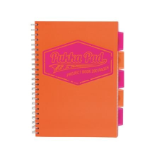 Pukka pad Spirálfüzet, A4, kockás, 100 lap, PUKKA PAD "Project book Neon", narancs füzet