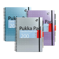Pukka pad Spirálfüzet, A4+, vonalas, 100 lap, PUKKA PAD "Metallic Project Book", vegyes szín füzet
