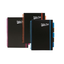 Pukka pad Spirálfüzet, A4, vonalas, 100 lap, PUKKA PAD, "Neon black project book" füzet