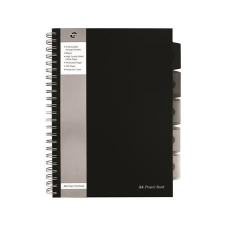 Pukka pad Spirálfüzet, A4, vonalas, 125 lap, PUKKA PAD &quot;Black project book&quot;, fekete füzet