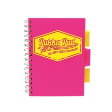 Pukka pad Spirálfüzet, A5, kockás, 100 lap, PUKKA PAD "Project book Neon", rózsaszín füzet