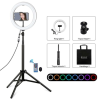 PULUZ 26cm RGB Színes LED Körfény körlámpa Ringlight + 165cm tripod állvány