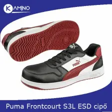 Puma Frontcourt BLK/WHT/RED Low S3L ESD FO HRO SR munkavédelmi cipő munkavédelmi cipő