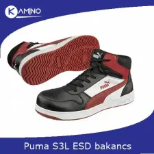 Puma Frontcourt BLK/WHT/RED Mid S3L ESD FO HRO SR munkavédelmi bakancs munkavédelmi cipő