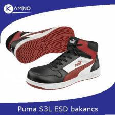 Puma Frontcourt BLK/WHT/RED Mid S3L ESD FO HRO SR munkavédelmi bakancs munkavédelmi cipő