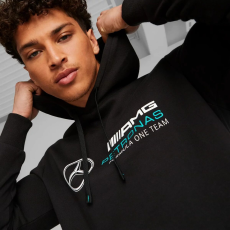 Puma Mercedes AMG Petronas ESS Fleece férfi kapucnis pulóver, fekete-fehér-zöldeskék, S23