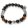  Punk Forever – Obszidián és tigrisszem ásvány karkötő Koponya charmmal vagy anélkül, dobozban