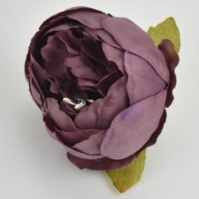  Pünkösdi rózsa fej 7cm padlizsán dekorációs kellék