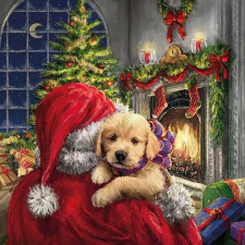  Puppy At Fire papírszalvéta 33x33cm,20db-os asztalterítő és szalvéta