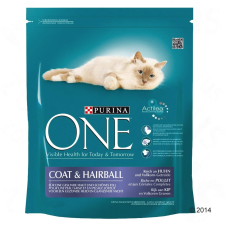 Purina One Coat &amp; Hairball - 800 g macskaeledel