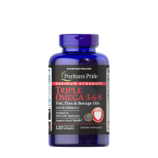 Puritan s Pride Omega 3-6-9 Halolaj, Lenolaj és Borágóolaj (120 Lágykapszula) vitamin és táplálékkiegészítő